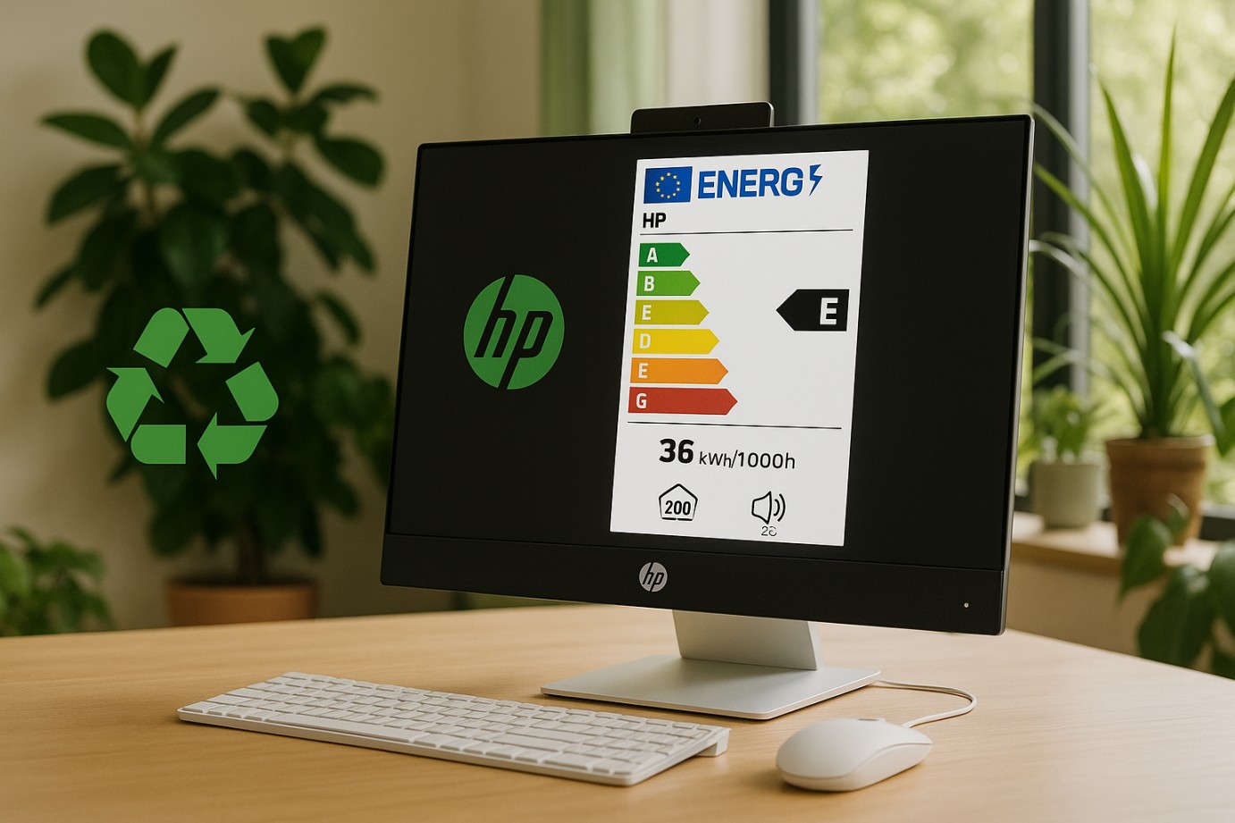 Slika AIO računalnika z recikliranimi materiali HP